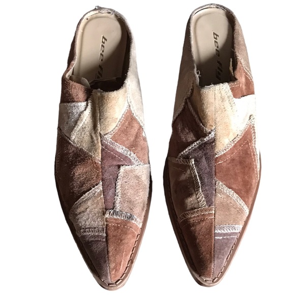 Vintage Y2K Women’s Bee Fly Size 8 Leather Patchwork Pointed Toe Block Heel Mule - Picture 10 of 13